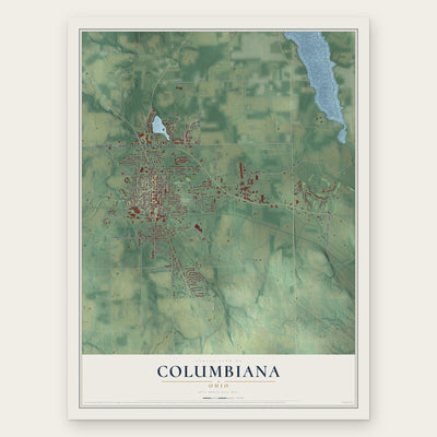 Columbiana, Ohio map print, the full design
