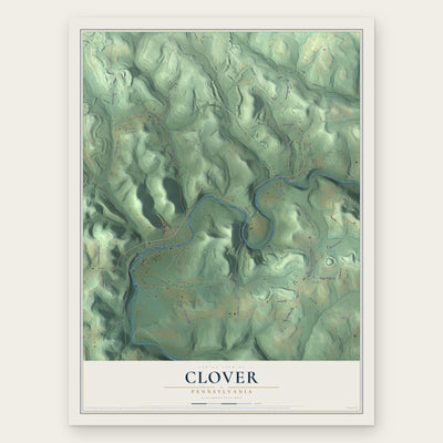 Clover, Pennsylvania map print, the full design