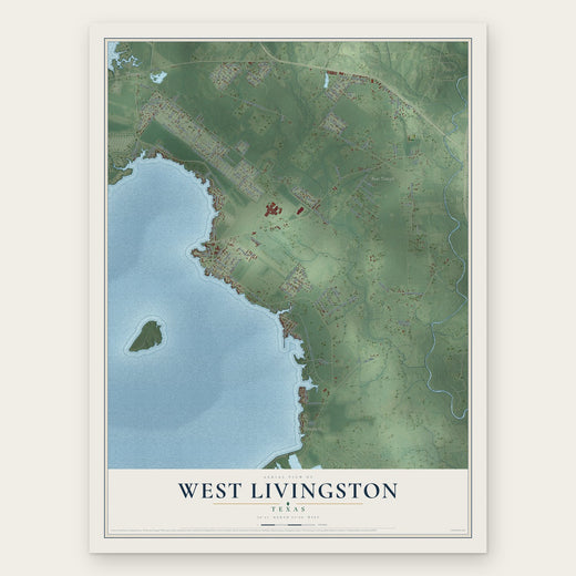 West Livingston, Texas map print, the full design