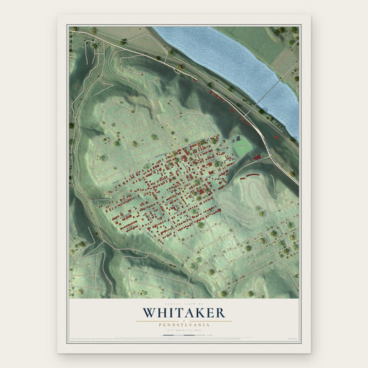 Whitaker, Pennsylvania map print, the full design