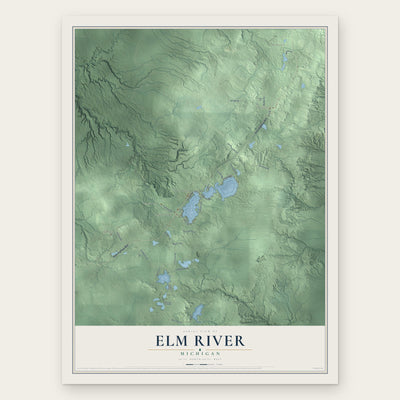 Elm River, Michigan map print, the full design