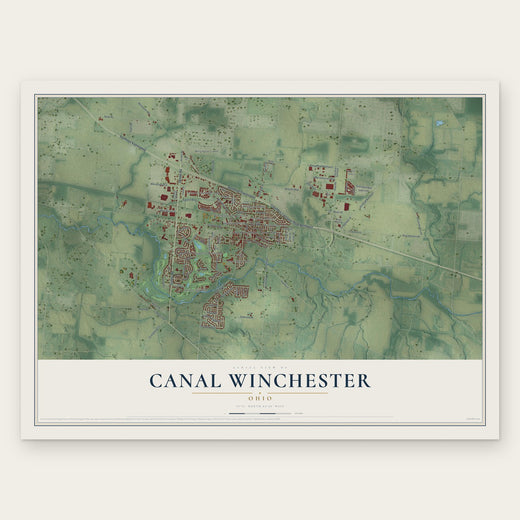 Canal Winchester, Ohio map print, the full design