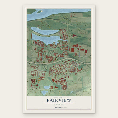 Fairview, Oregon map print, the full design