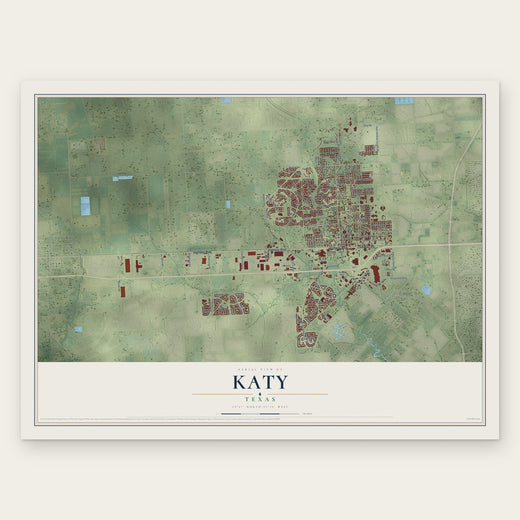 Katy, Texas map print, the full design