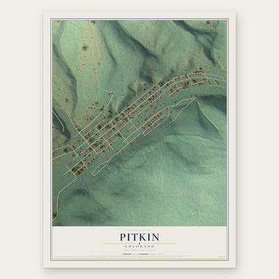 Pitkin, Colorado map print, the full design