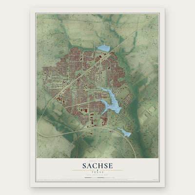 Sachse, Texas map print, the full design