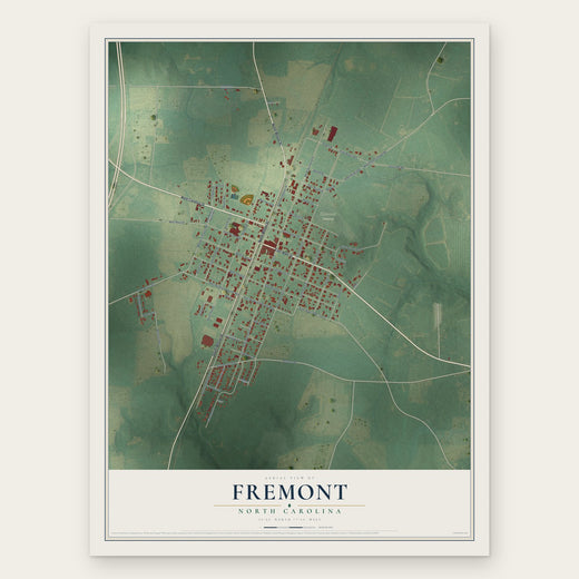 Fremont, North Carolina map print, the full design