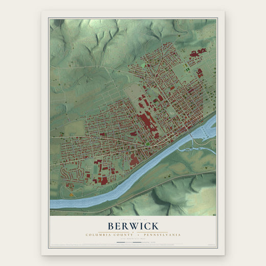 Berwick, Columbia County, Pennsylvania map print, the full design