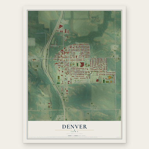 Denver, Iowa map print, the full design
