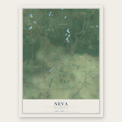 Neva, Wisconsin map print, the full design