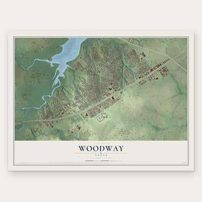 Woodway, Texas map print, the full design