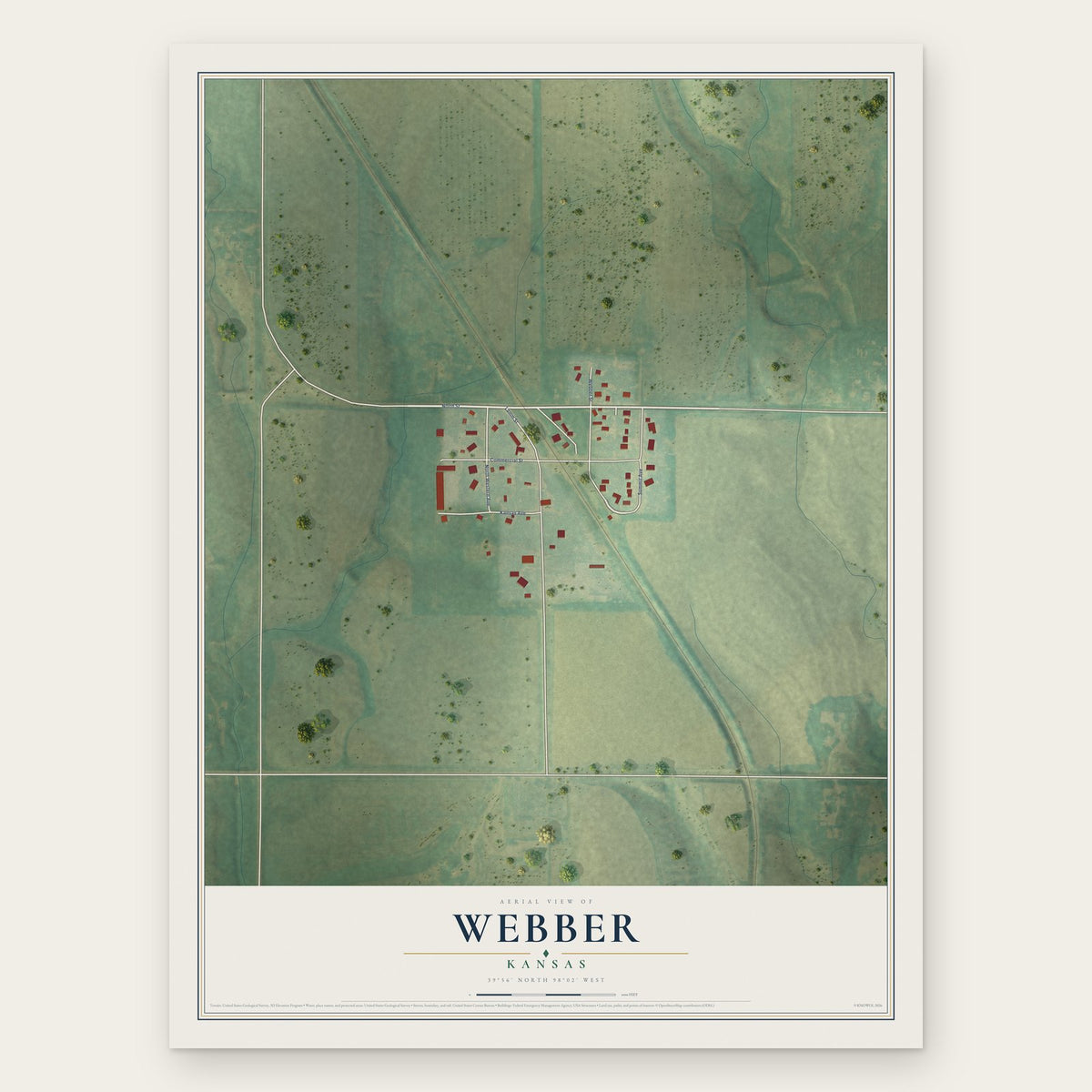 Webber, Kansas map print, the full design