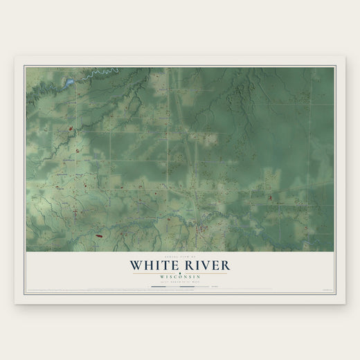 White River, Wisconsin map print, the full design