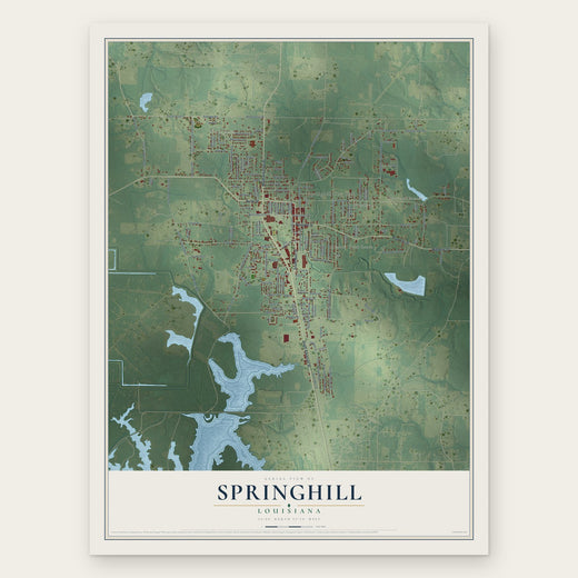 Springhill, Louisiana map print, the full design