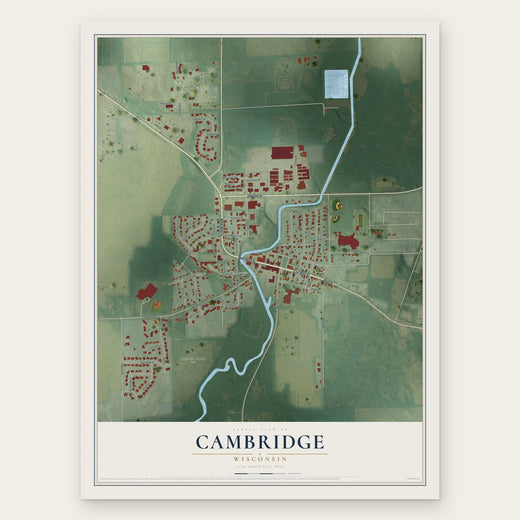 Cambridge, Wisconsin map print, the full design
