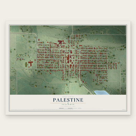 Palestine, Illinois map print, the full design