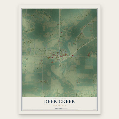 Deer Creek, Minnesota map print, the full design