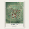 Bowbells, North Dakota map print, the full design