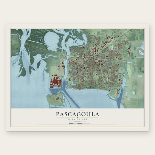 Pascagoula, Mississippi map print, the full design