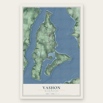 Vashon, Washington map print, the full design