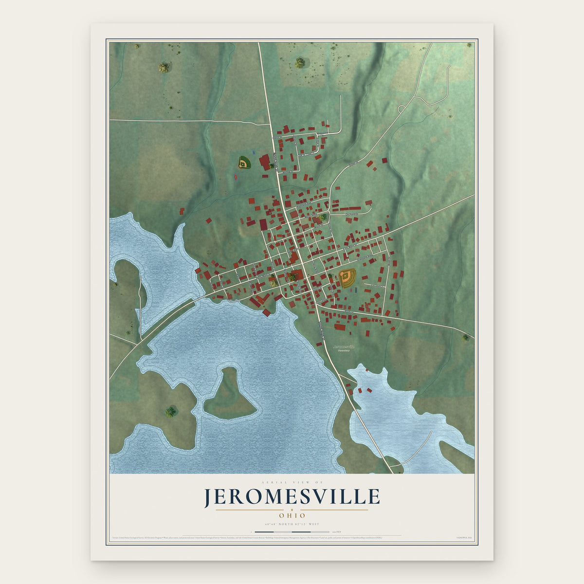Jeromesville, Ohio map print, the full design