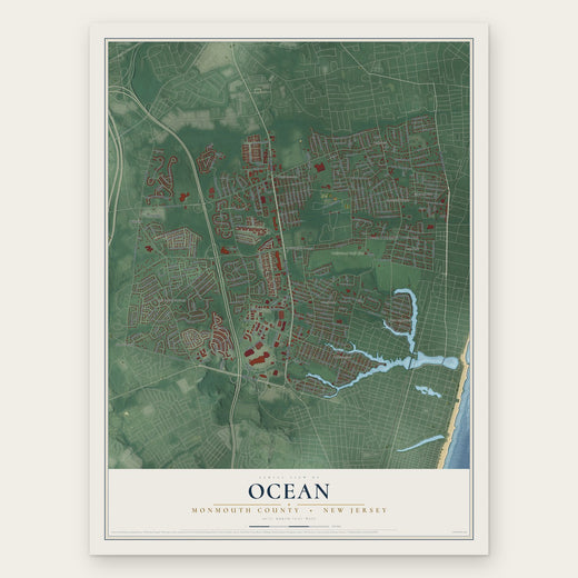 Ocean, Monmouth County, New Jersey map print, the full design