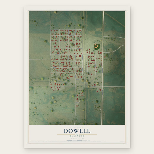 Dowell, Illinois map print, the full design