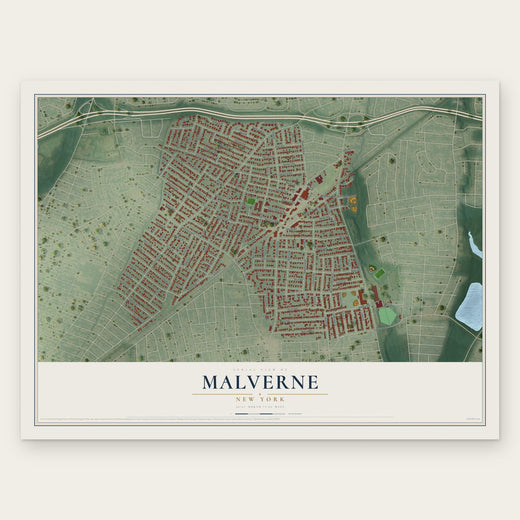 Malverne, New York map print, the full design