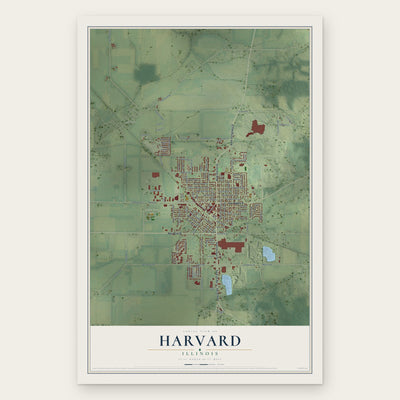 Harvard, Illinois map print, the full design