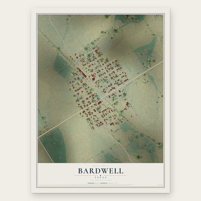 Bardwell, Texas map print, the full design