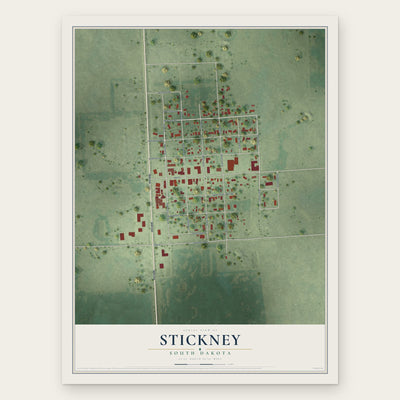 Stickney, South Dakota map print, the full design