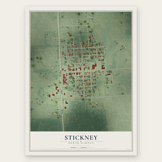Stickney, South Dakota map print, the full design
