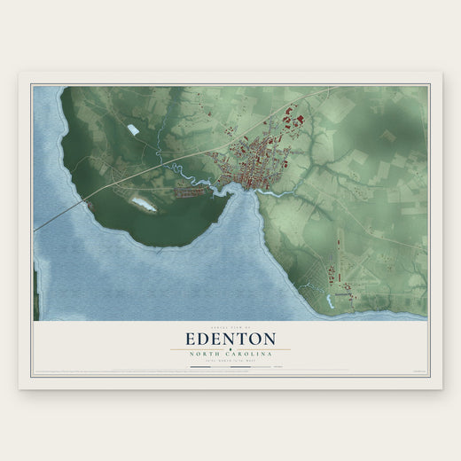 Edenton, North Carolina map print, the full design