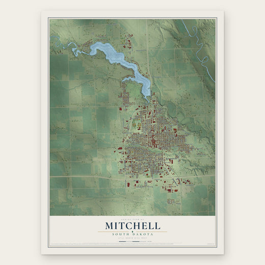 Mitchell, South Dakota map print, the full design