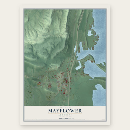 Mayflower, Arkansas map print, the full design