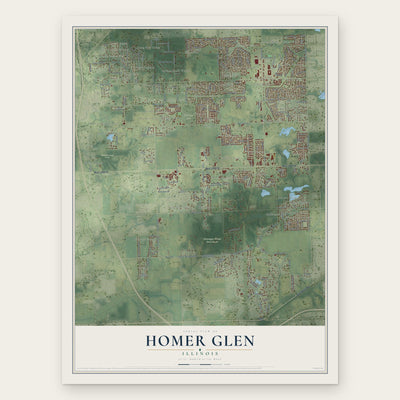 Homer Glen, Illinois map print, the full design