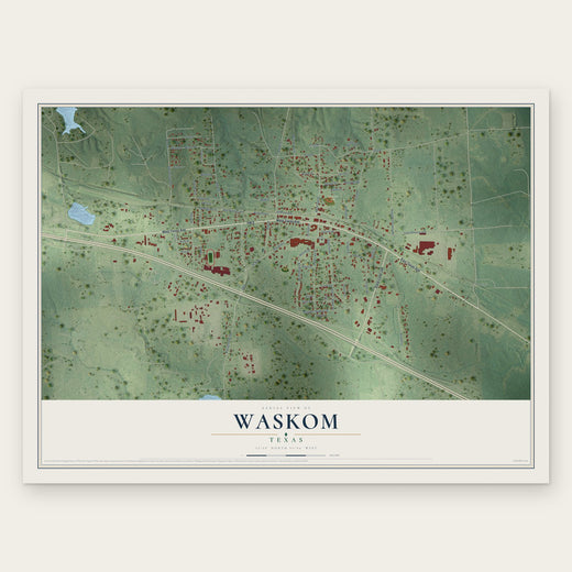 Waskom, Texas map print, the full design