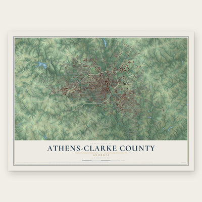 Athens-Clarke County, Georgia map print, the full design