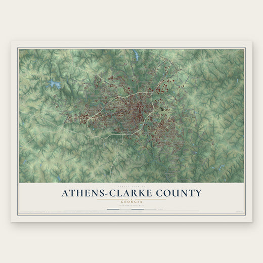 Athens-Clarke County, Georgia map print, the full design