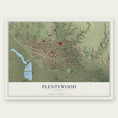 Plentywood, Montana map print, the full design