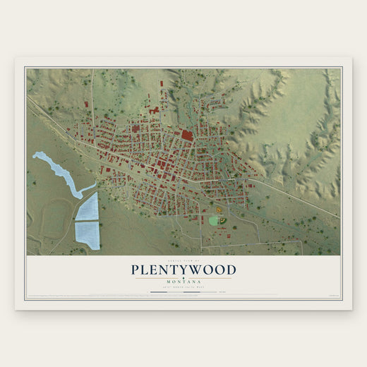 Plentywood, Montana map print, the full design