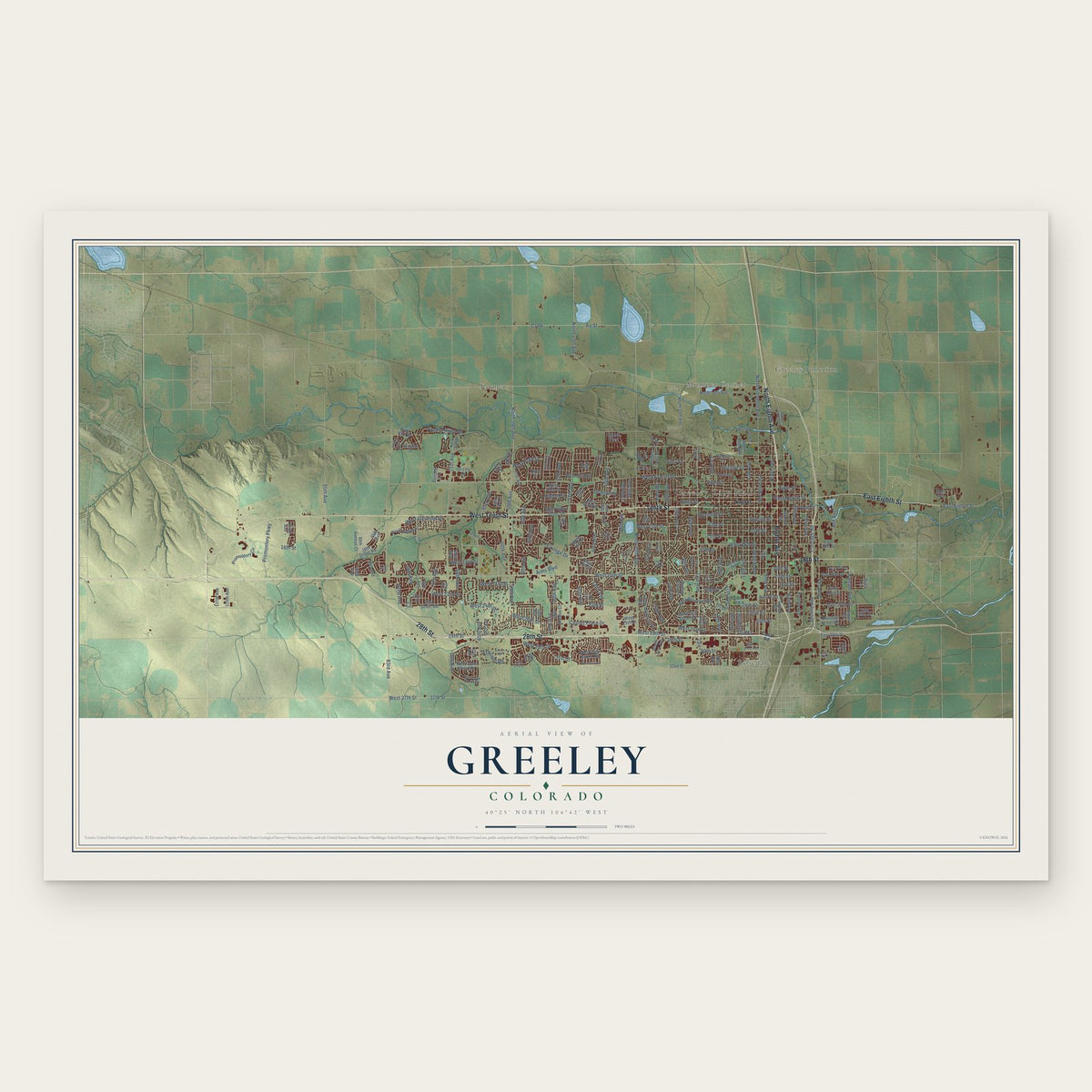Greeley, Colorado map print, the full design