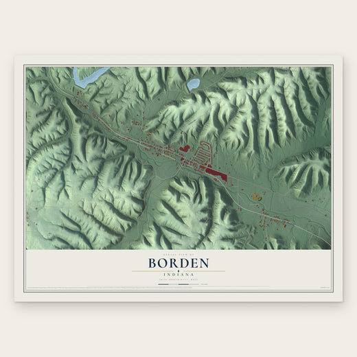 Borden, Indiana map print, the full design