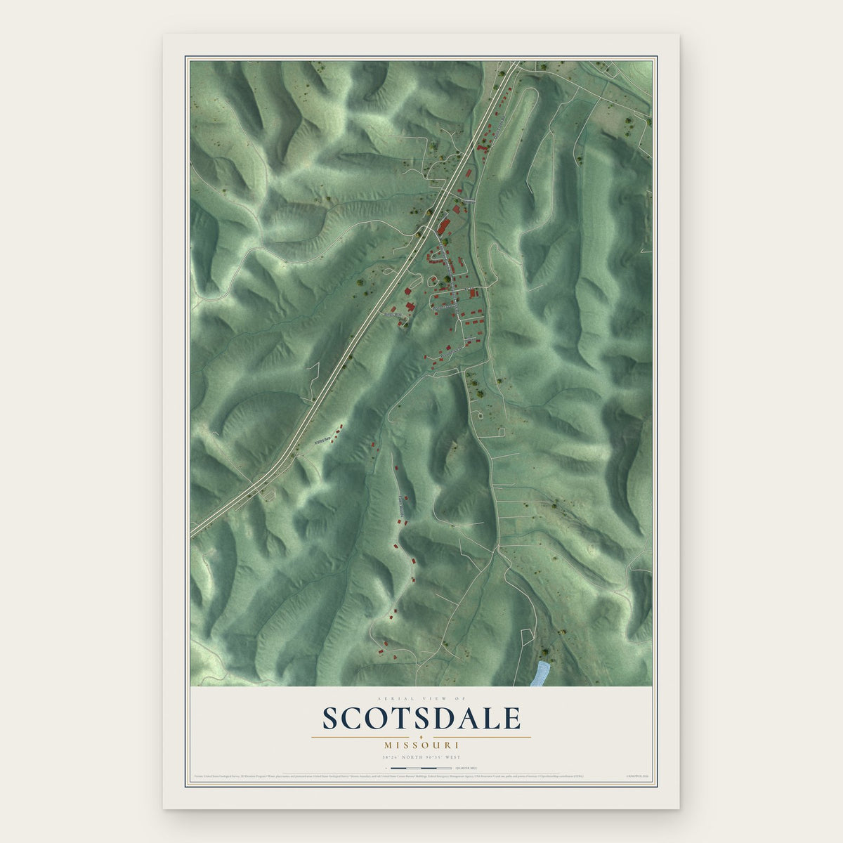 Scotsdale, Missouri map print, the full design