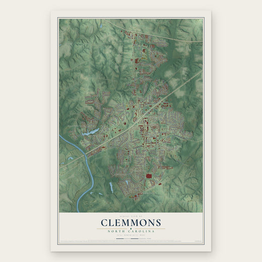 Clemmons, North Carolina map print, the full design