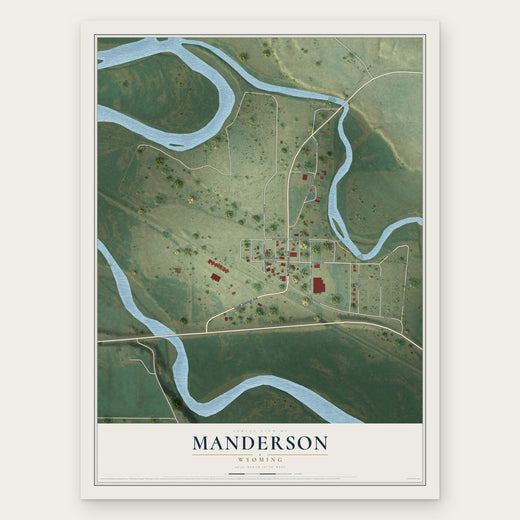 Manderson, Wyoming map print, the full design