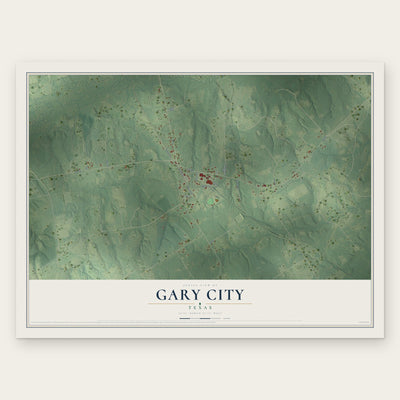 Gary City, Texas map print, the full design