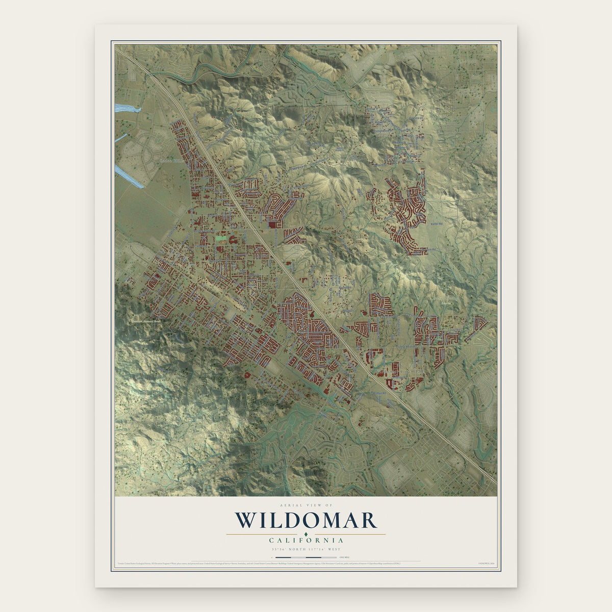 Wildomar, California map print, the full design
