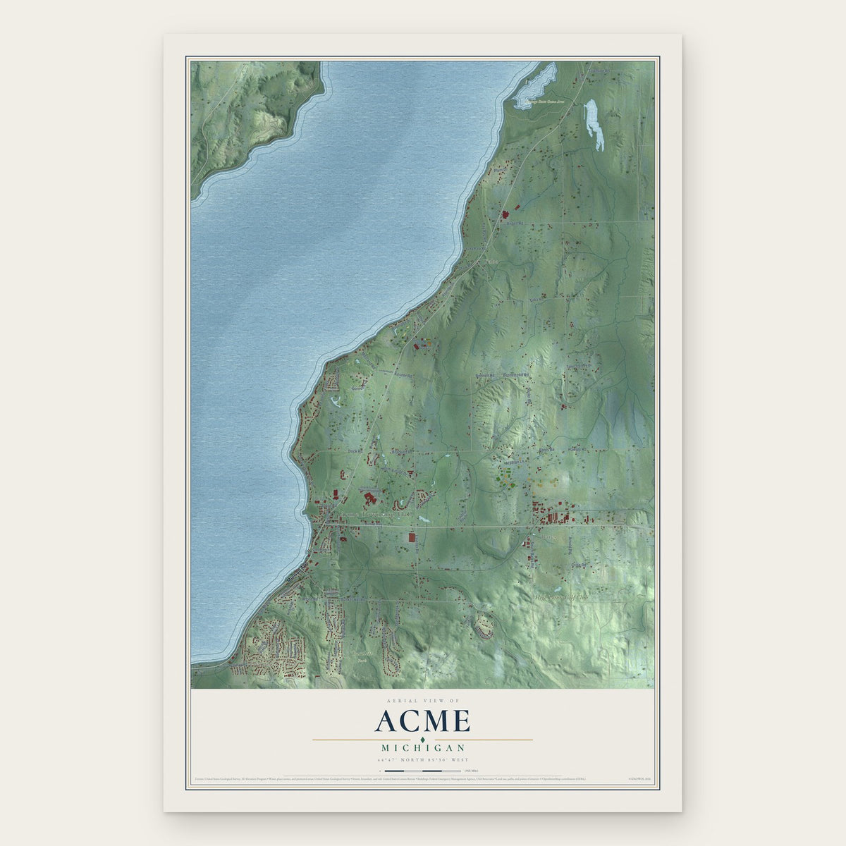 Acme, Michigan map print, the full design