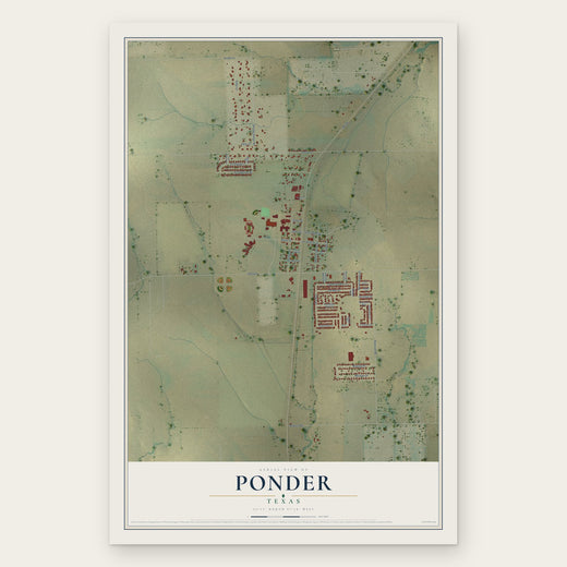 Ponder, Texas map print, the full design